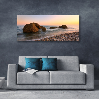 Photo sur toile Rochers mer paysage brun gris bleu