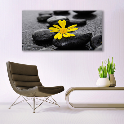 Photo sur toile Pierres fleurs art jaune noir