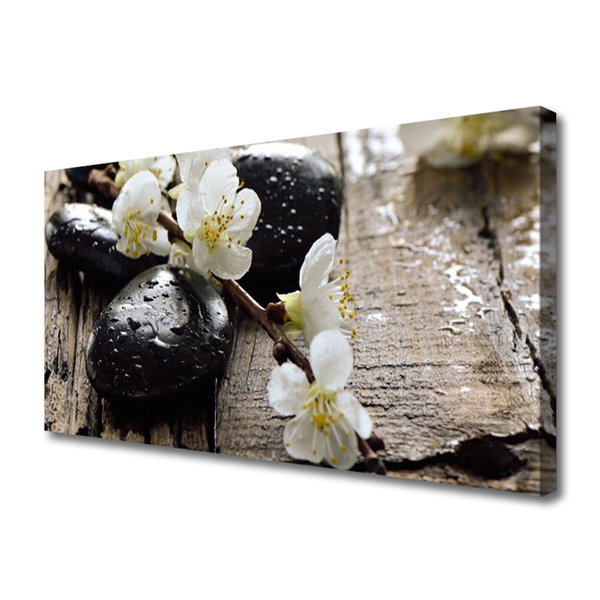 Photo sur toile Fleurs pierres art blanc noir