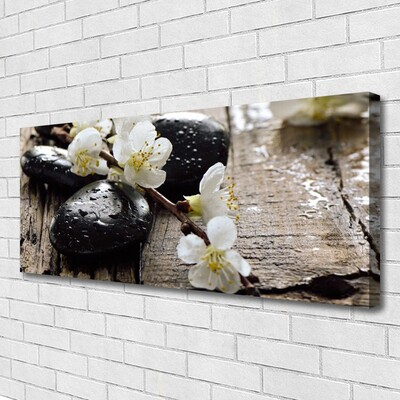 Photo sur toile Fleurs pierres art blanc noir