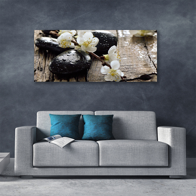 Photo sur toile Fleurs pierres art blanc noir