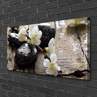 Photo sur toile Fleurs pierres art blanc noir