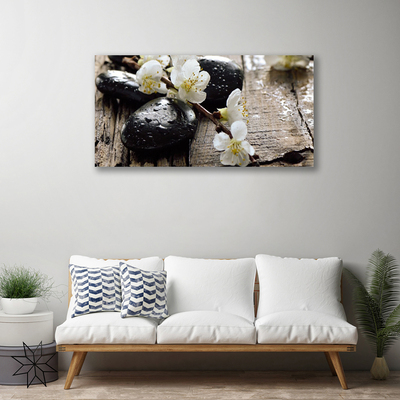 Photo sur toile Fleurs pierres art blanc noir