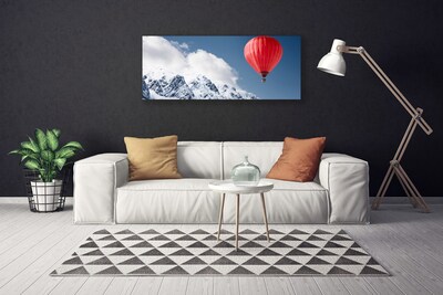 Photo sur toile Neige montagne ballon à air chaud art orange gris blanc