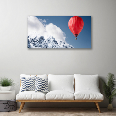 Photo sur toile Neige montagne ballon à air chaud art orange gris blanc