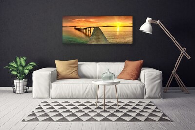 Photo sur toile Pont mer paysage jaune gris