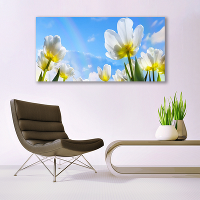 Photo sur toile Fleurs floral blanc vert