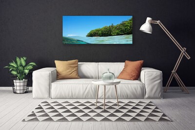 Photo sur toile Mer arbres paysage bleu vert