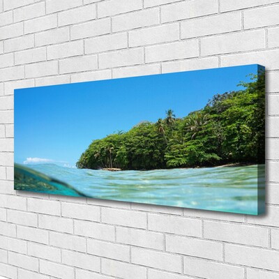 Photo sur toile Mer arbres paysage bleu vert