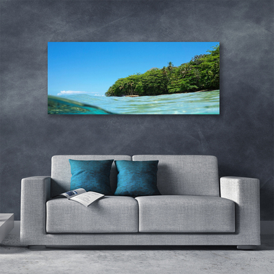 Photo sur toile Mer arbres paysage bleu vert