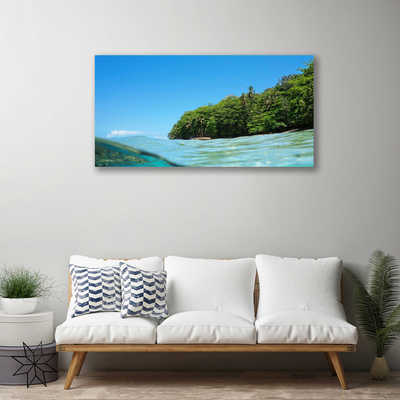 Photo sur toile Mer arbres paysage bleu vert