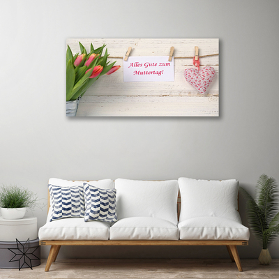 Photo sur toile Tulipes coeur art vert orange blanc rouge