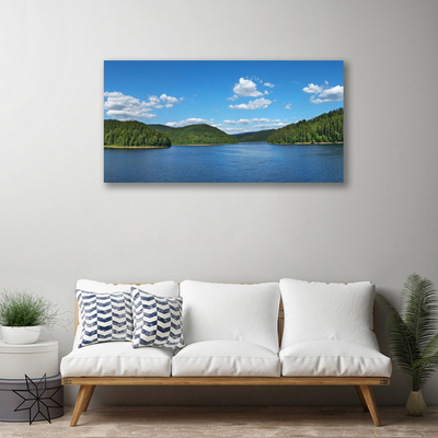 Photo sur toile Forêt lac paysage vert bleu