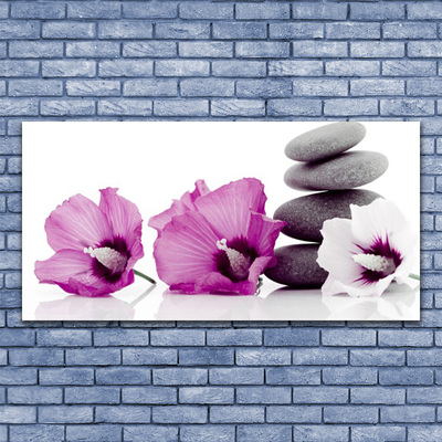 Photo sur toile Pierres fleurs floral rose blanc gris