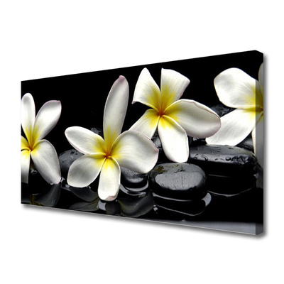 Photo sur toile Pierres fleurs floral vert blanc noir