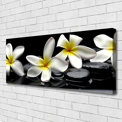 Photo sur toile Pierres fleurs floral vert blanc noir