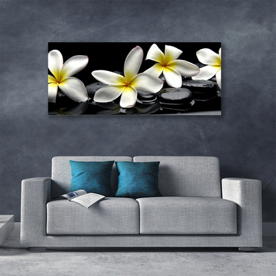 Photo sur toile Pierres fleurs floral vert blanc noir