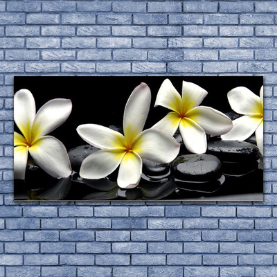 Photo sur toile Pierres fleurs floral vert blanc noir