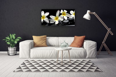 Photo sur toile Pierres fleurs floral vert blanc noir