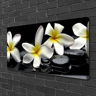 Photo sur toile Pierres fleurs floral vert blanc noir