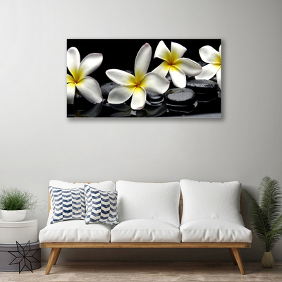 Photo sur toile Pierres fleurs floral vert blanc noir