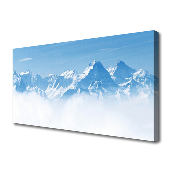 Photo sur toile Brouillard montagne paysage bleu blanc