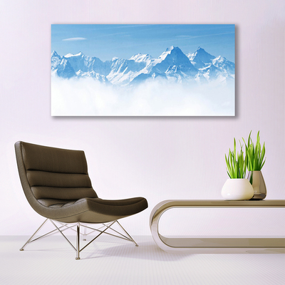 Photo sur toile Brouillard montagne paysage bleu blanc