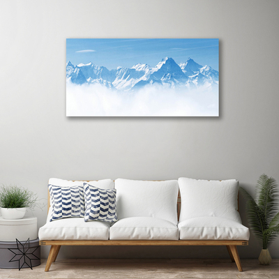 Photo sur toile Brouillard montagne paysage bleu blanc