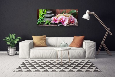 Photo sur toile Pierres bambou fleurs floral vert gris rose