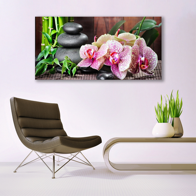 Photo sur toile Pierres bambou fleurs floral vert gris rose