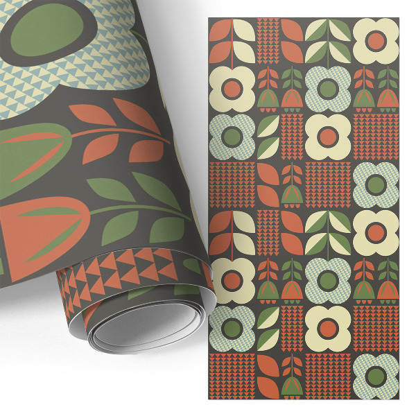 Papier à coller sur meuble Folklore des fleurs