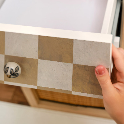 Papier à coller sur meuble Damier moutarde