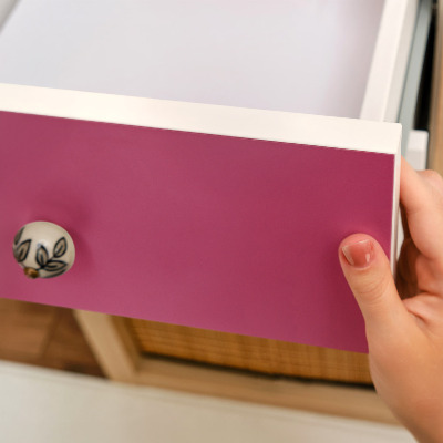 Papier à coller sur meuble Rose intense