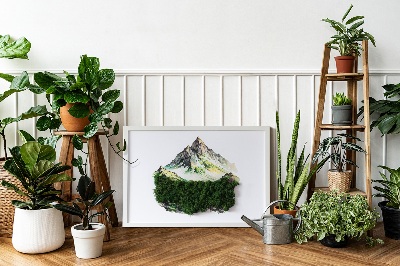 Tableau végétal mousse Montagnes au-dessus de la forêt