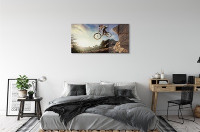 Tableaux sur verre Montagne ciel nuages ​​vélo