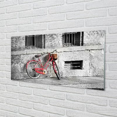 Tableaux sur verre Vélo rouge avec un panier