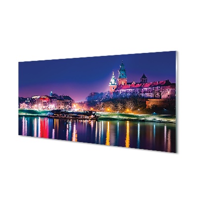 Tableaux sur verre Cracovie river city nuit