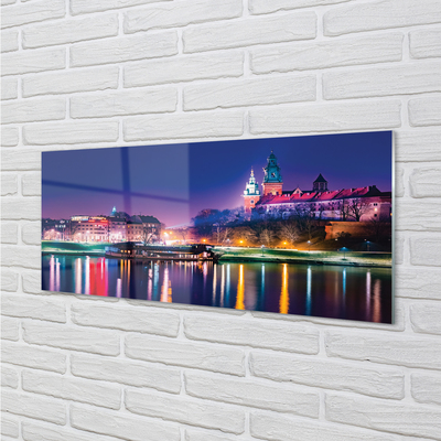 Tableaux sur verre Cracovie river city nuit