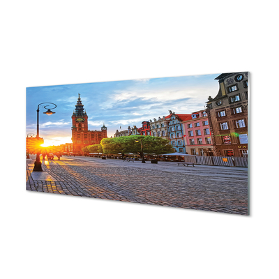 Tableaux sur verre Gdańsk vieux lever du soleil ville