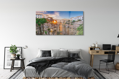 Tableaux sur verre Coucher de soleil espagne pont