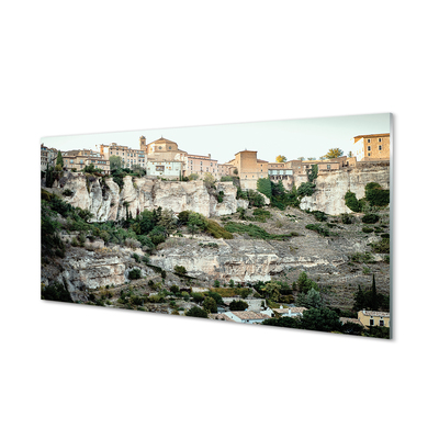 Tableaux sur verre Espagne montagnes arbres ville