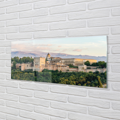 Tableaux sur verre Espagne château forêt de montagne