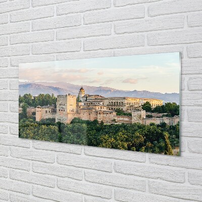 Tableaux sur verre Espagne château forêt de montagne