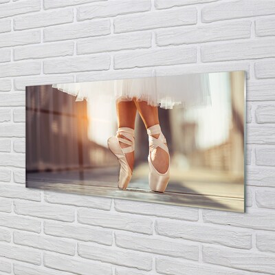 Tableaux sur verre Chaussures de ballet blanc les jambes de femme