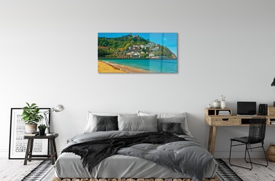 Tableaux sur verre Ville de montagne espagne plage