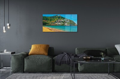 Tableaux sur verre Ville de montagne espagne plage