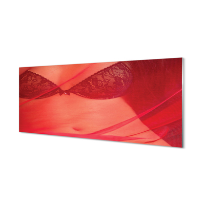 Tableaux sur verre Femme en tulle rouge piros tüll
