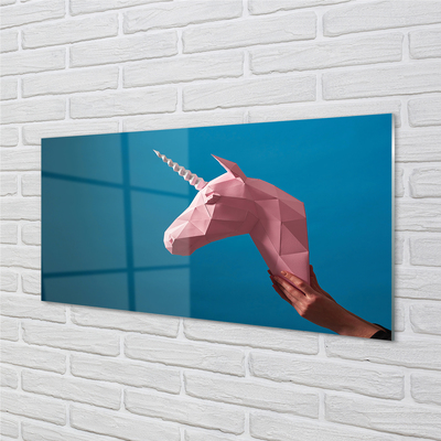 Tableaux sur verre Origami licorne rose