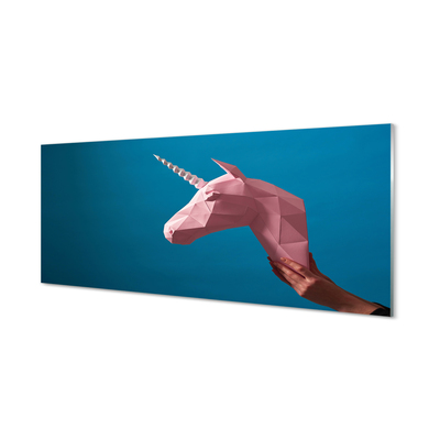 Tableaux sur verre Origami licorne rose