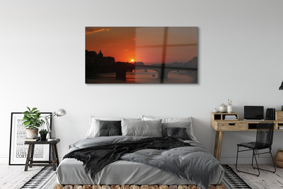 Tableaux sur verre Coucher de soleil italie rivière